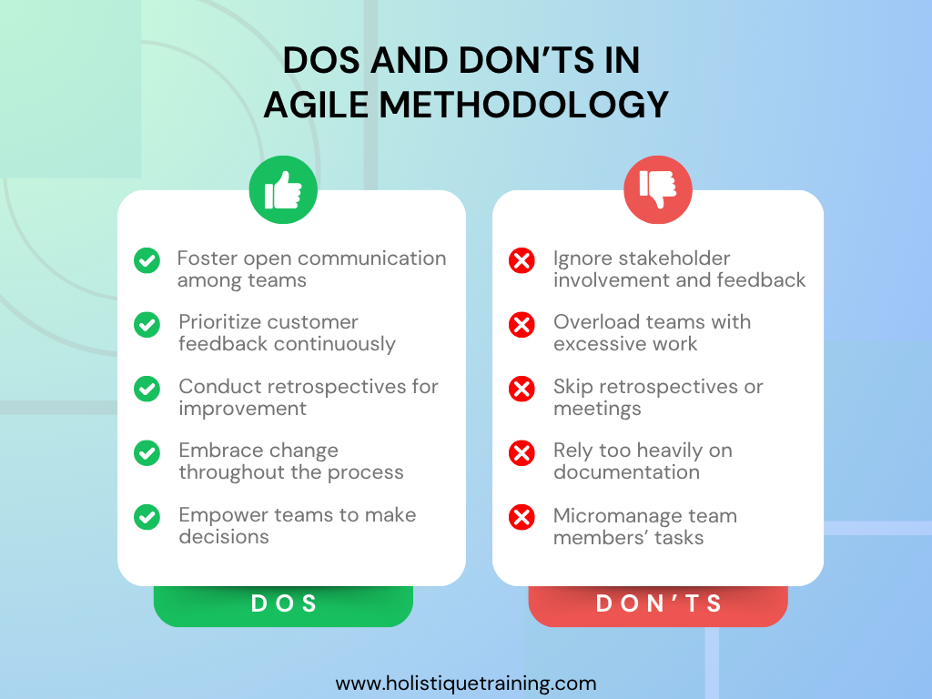 Dos & Don'ts in agile methodology